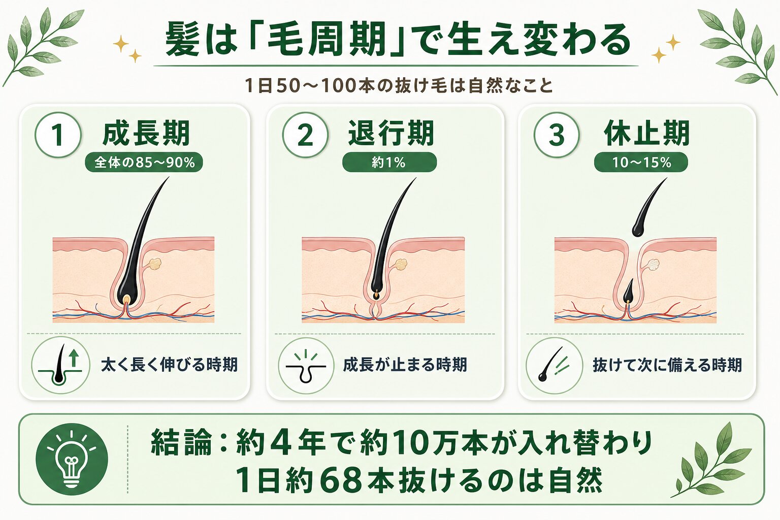 【大丈夫】抜け毛が1日に50〜100本は抜けて当たり前