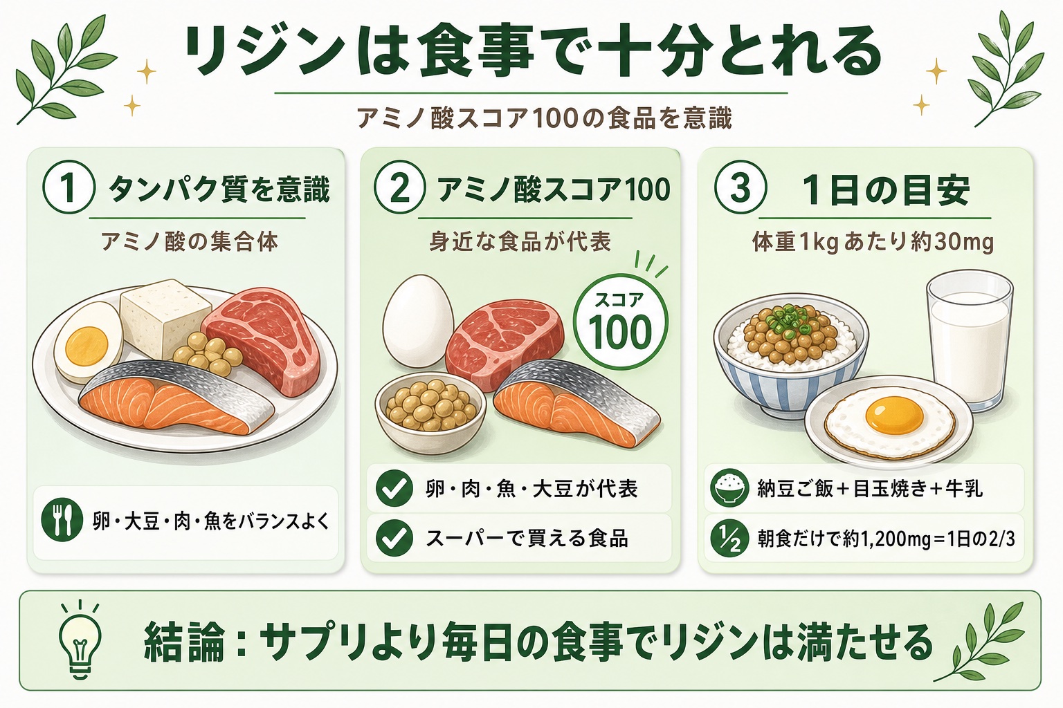 リジンを効率よく摂るなら「サプリより食事」が基本