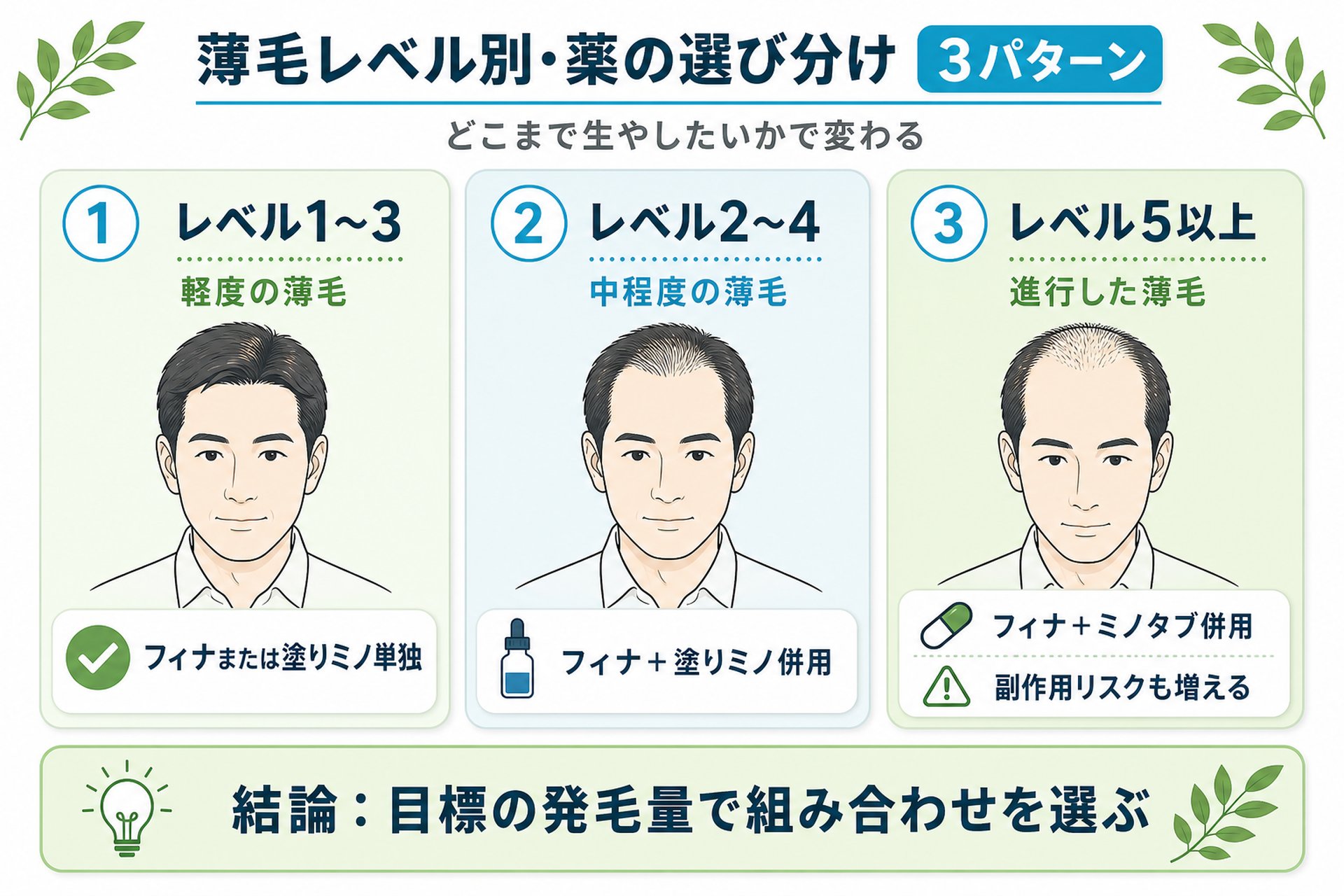 【経験則から話します】薄毛レベル別・フィナステリド単独とミノキシジル併用の選び分け