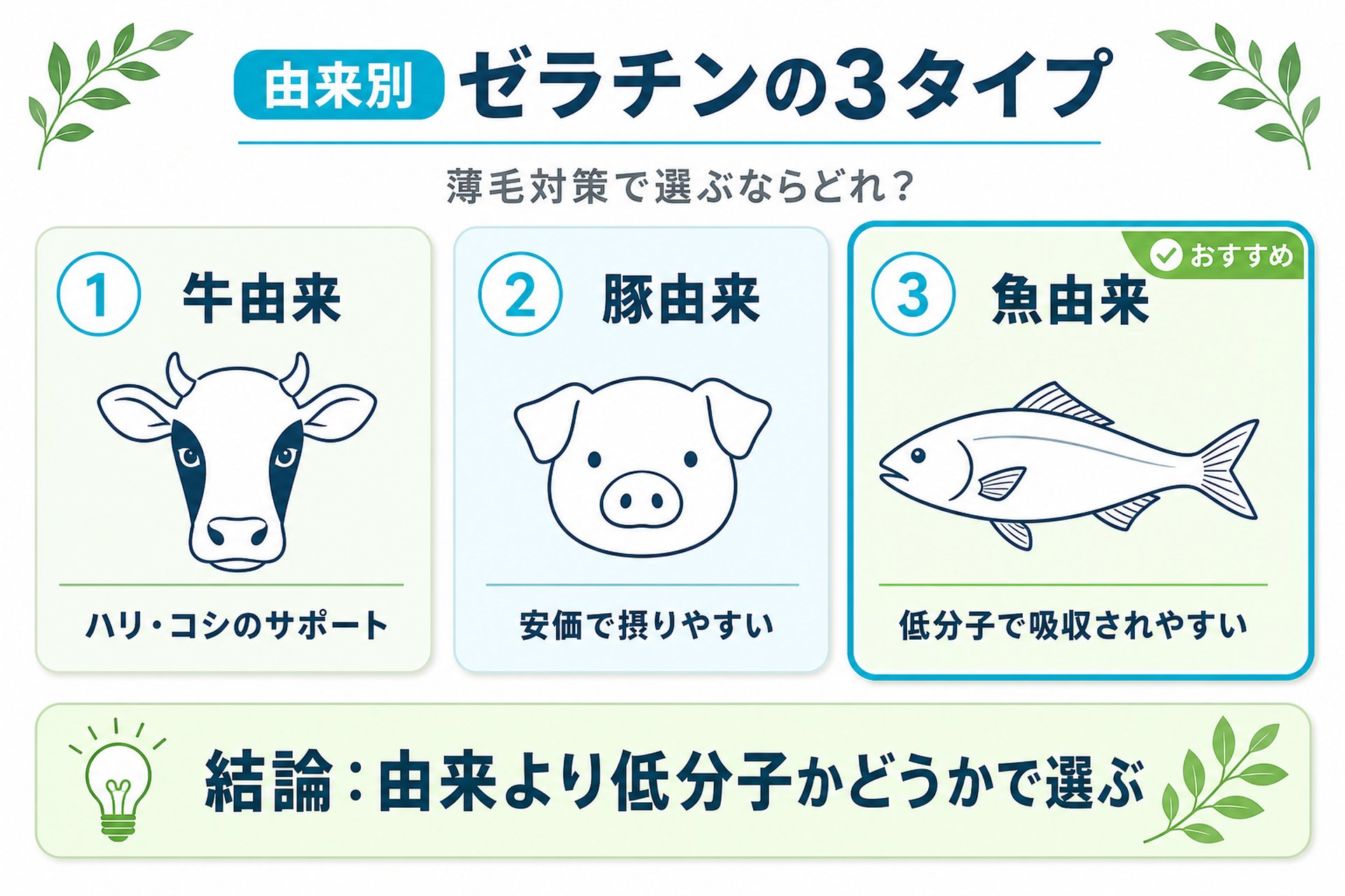 【種類別】薄毛対策で選ぶならどのゼラチンか