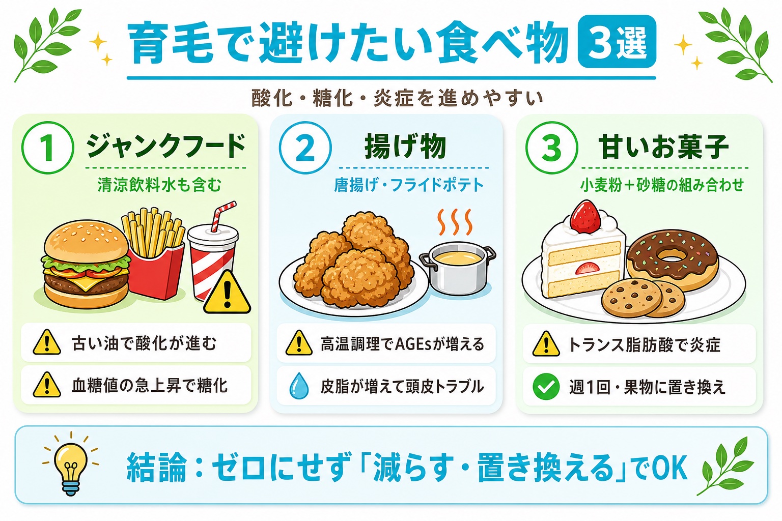 育毛で避けたい食べ物