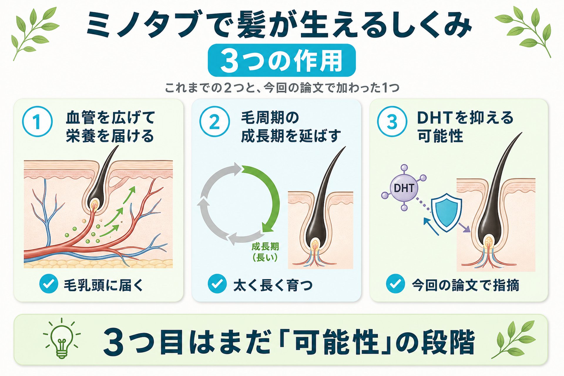 なぜミノタブで髪が生えるのか（作用機序とDHT）