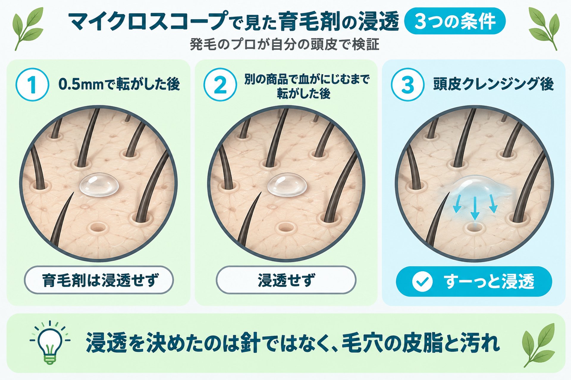 発毛のプロが自分の頭皮で検証！ダーマローラーで育毛剤は浸透する？